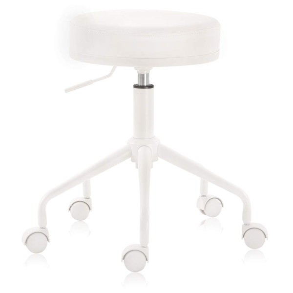 DR.LOMILOMI Swivel Rolling Hydraulic Height Adjustable Stool 503 for Clinic Nursing Spas Beauty Salons Dentists Home Office (Standard, Cream)