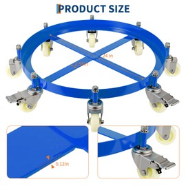 55 Gallon Heavy Duty Drum Dolly, 2,000 Pound Capacity,Barrel Dolly Cart Drum Caddy with Cross Braces & Swivel Casters Wheel,Non Tipping Design,Barrel Cart with Brake for Warehouse Drum Handling