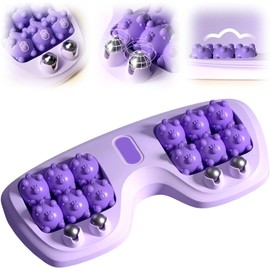 Masajeador de Pies Portátil de Doble Rodillo, Rodillo Masajeador de Pies para Acupresión y Reflexología, Alivio de Fascitis Plantar, Dolor de Arco, con Mapa de Reflexología y Barra de Masaje (Púrpura)