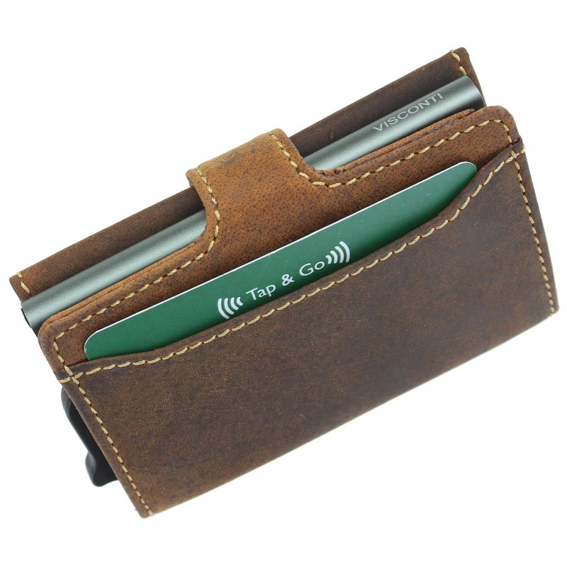 VISCONTI Leather Fireblade Ejector Card Wallet RFID Blocking VSL59 Oil