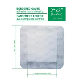 Elimedical Bordered Gauze Dressing Pad, sterile, 2"x2" Individually wrapped 50/box BG22