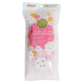 AISEN Soft Foam Comfortable Soft Washable Fluffy Whip Towel, Made in Japan, Pink, Size 8.7 x 35.4 inches (22 x 90 cm)