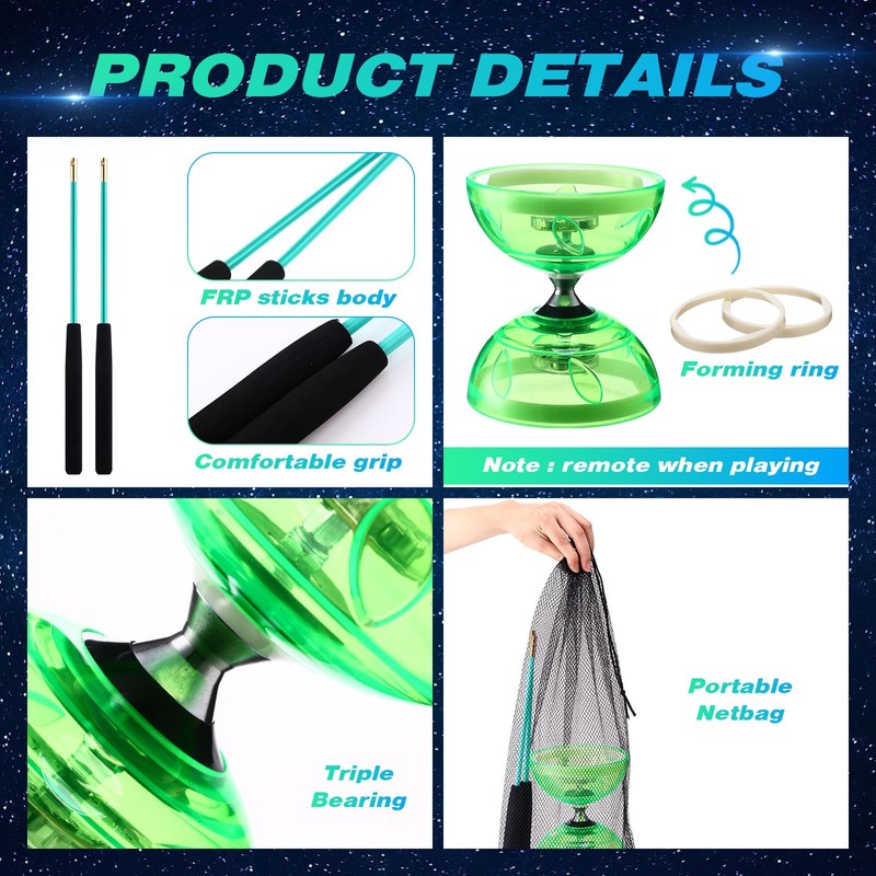 Simgoing Chinese Yoyo Diabolo Set Includes Colorful LED Diabolo Toy