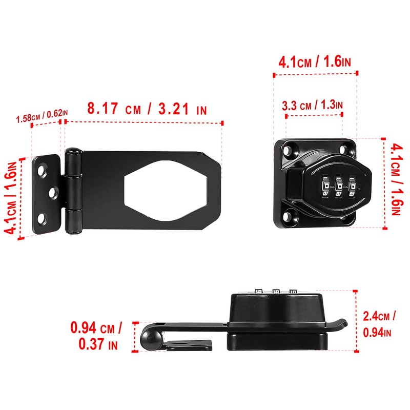 Keyless Cabinet Combination Lock,3-Digit Combination Lock Twist Knob Hasp Latch