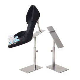 Mollytek 2 Pack Shoe Display Riser Stainless Steel High Heel Display Stand Rack High Heel Shoe Stand Holder Countertop Shoes Display Stands for Selling Photography (Silver)