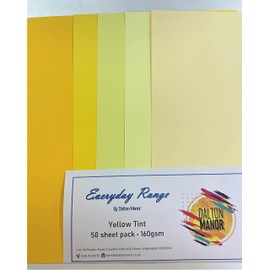 Dalton Manor A4 Coloured Card 160GSM Yellow Tint 5 Colours X 10 Sheets Each,