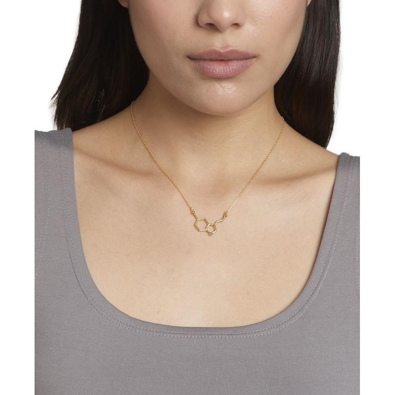 Serotonin Molecule Pendant with Necklace Made of 925 Sterling Silver