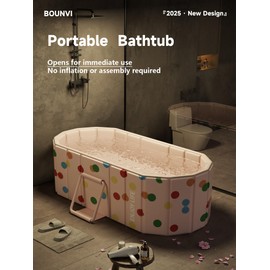 59''Portable insulated bathtub, Ice Bath Tub for Athletes, Inflation-free bathtub for shower, Ice Plunge Tub with Cover, Baths at Home & Outdoor