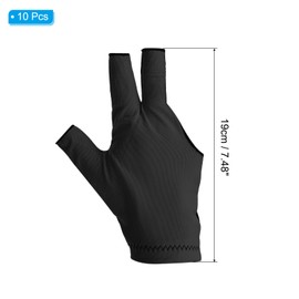 PATIKIL 3 Finger Pool Glove Left Hand, 10 Pcs Breathable Spandex Billiard Gloves Accessories for Women Men Cue Shooter Snooker Sport, Black
