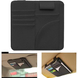 ZaCoo - Organizador de Parasol de Piel sintética para Coche, Color Negro