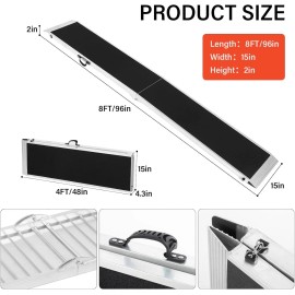 unbranded 8 FT Portable Bi-Fold Folding Pet Ramp Cat Safety Ladder for Large Dogs Trucks