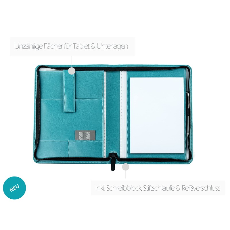 DELMON VARONE Tablet Writing Case with Zip Including Notepad DIN