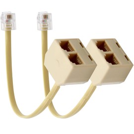 tunghey 2Pack Two Way Telephone Splitters, Male to 2 Female Converter Cable RJ11 6P4C Telephone Wall Adaptor and Separator for Landline