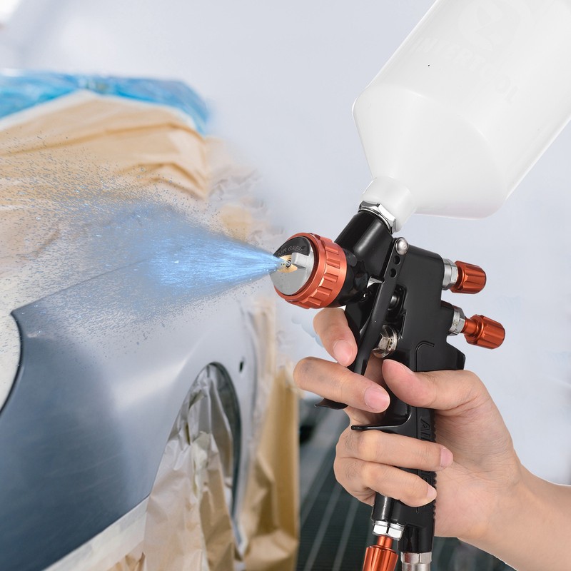 HVLP Pneumatic Paint Spray Gun Set 1.3mm Caliber Adjustable Auto
