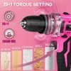 20V Pink Cordless Drill Set - Power Drill/Driver Kit with