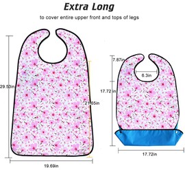 VOPHIA 3 Pack Adult Bibs for Women Washable Bib Reusable Waterproof Clothing Protector with Optional Crumb Catcher (Refreshing)