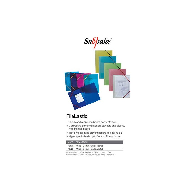 Snopake A4 FileLastic – Classic Assorted [Pack of 5] 3