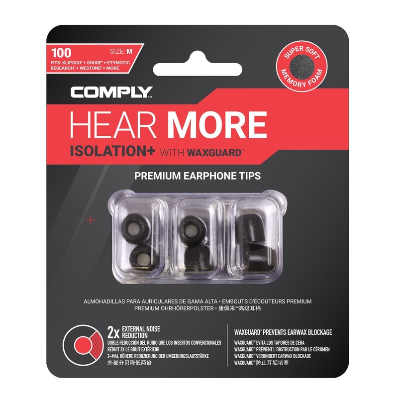 Comply Isolation Plus Noise Cancelling Memory Foam Earphone Tips for