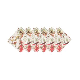 C&F Home Averie Botanical Reversible Holly & Sprig 20" X 20" Machine Washable Dinner Cloth Napkin Set of 6 20" x 20" White