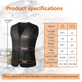 Sojoy Smart Heated Vest For Men Women Washable USB Heating Vest with 7 Heating Zones for Hiking,Hunting,Fishing SIZE XXL (Battery is not Included)