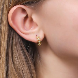 ToHeart 14k Gold Plated Hoop Earrings for Womens Lightweight Hypoallergenic Cubic Zirconia Hoop Earrings