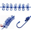 TRIXES Blue Long Compact Flexible 12 Peg Travel Washing Line