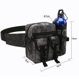 Jaugufiy Outdoor Sports Waist Bag Cycling Waist Bag with Bottle Holder Tactic Waist Bag Tactical Fanny Pack for Cycling Running Hiking Fishing Climbing (Black Stripe)