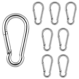 Benvo - 8 clips de mosquetón M4 de 1.57 pulgadas, mini hebilla de resorte de acero inoxidable 304, conectores de cuerda de acero inoxidable para llaveros, arnés de perro, comederos de pájaros, luces