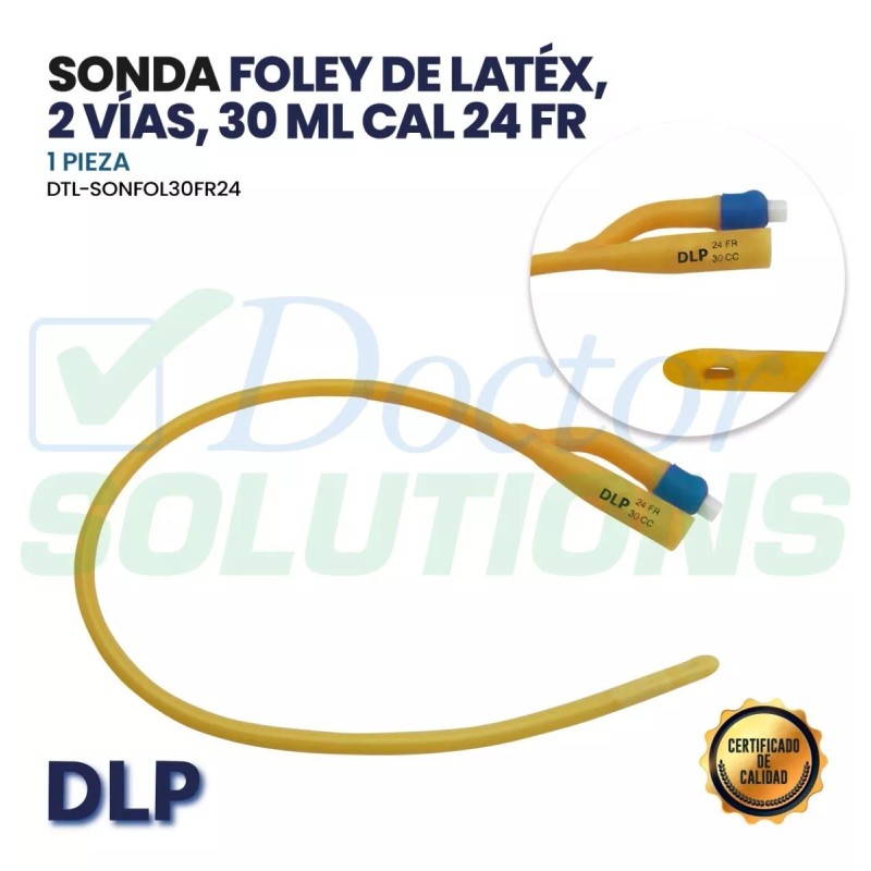 DLP Sonda Foley De Látex, 2 Vías, 30ml, Cal. 24fr
