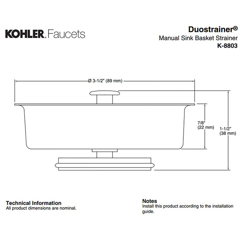 KOHLER Duostrainer Sink Strainer Basket