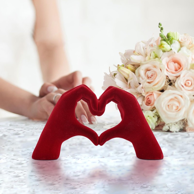 DOVDOV Red Heart Hand Sculpture, Heart Hand Statue Home Decor