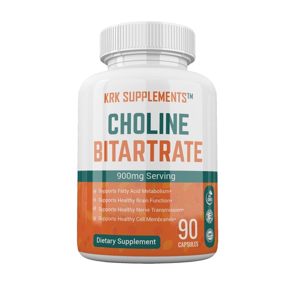 Choline Bitartrate 900mg per serving 90 capsules KRK SUPPLEMENTS