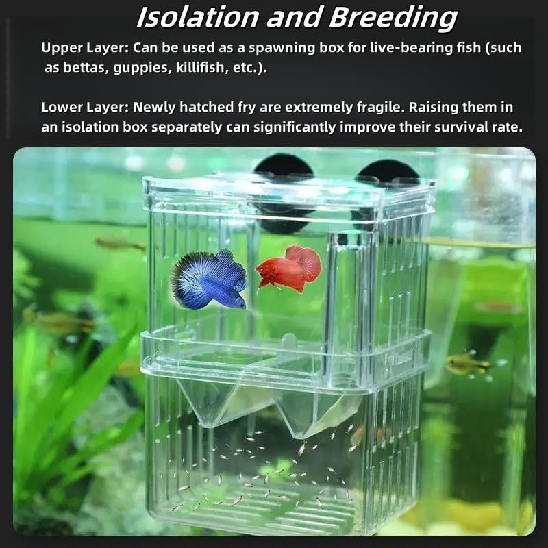 Fish Breeding Box for Aquarium, 13.5x 10.5 x 7.5cm, Transparent