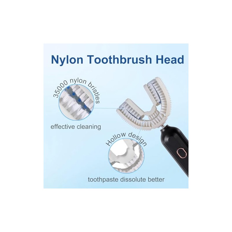 Cepillo de dientes ultrasónico en forma de U para adultos,