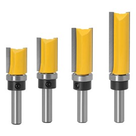 Bestgle 4pcs 8mm Shank Flush Trim Pattern Template Router Bit Set Woodworking Cutter Milling Tool 4/5", 1", 1-1/2", 2"
