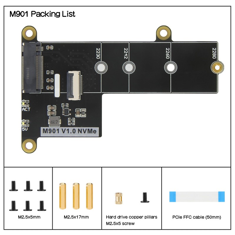 Geekworm M901 PCIe to M.2 Key-M NVMe SSD Pip PCIe