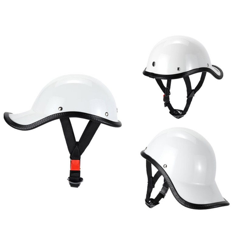 Retro Motorcycle Half Helmet with Adjustable Nylon Chin Strap Scoop