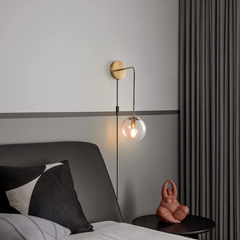 KUZZULL Wall Sconces Set of Two Plug in Wall Sconces