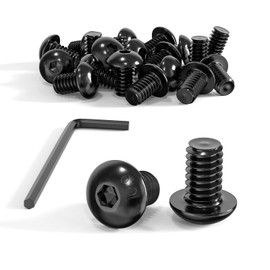 ORTAVA Pack of 20 M5 x 8 round head screws, ISO 7380, flat head screws, hexagon socket carbon steel, full thread with Allen keys