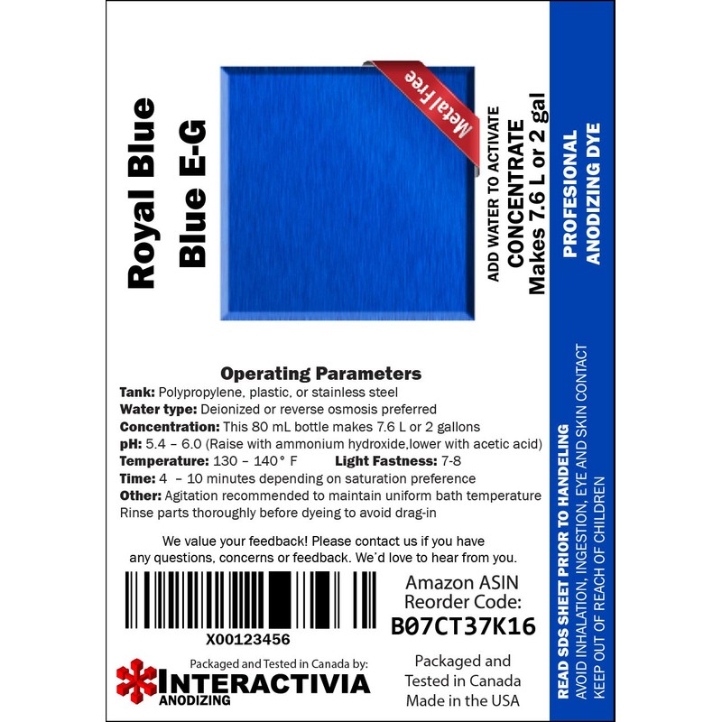 Professional Anodizing Dyes | Blue E-G | Royal Blue |
