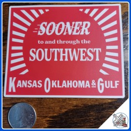 Kansas Oklahoma & Gulf Railway laminated die-cut vinyl sticker