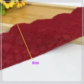 3 Yards 8 cm Cotton Lace Ribbon Vintage Embroidery Lace Trim Lace Fabric Lace Trim Ribbon Decorative Ribbon for Sewing DIY Crafts Wedding Clothing Decoration Scrapbooking Red