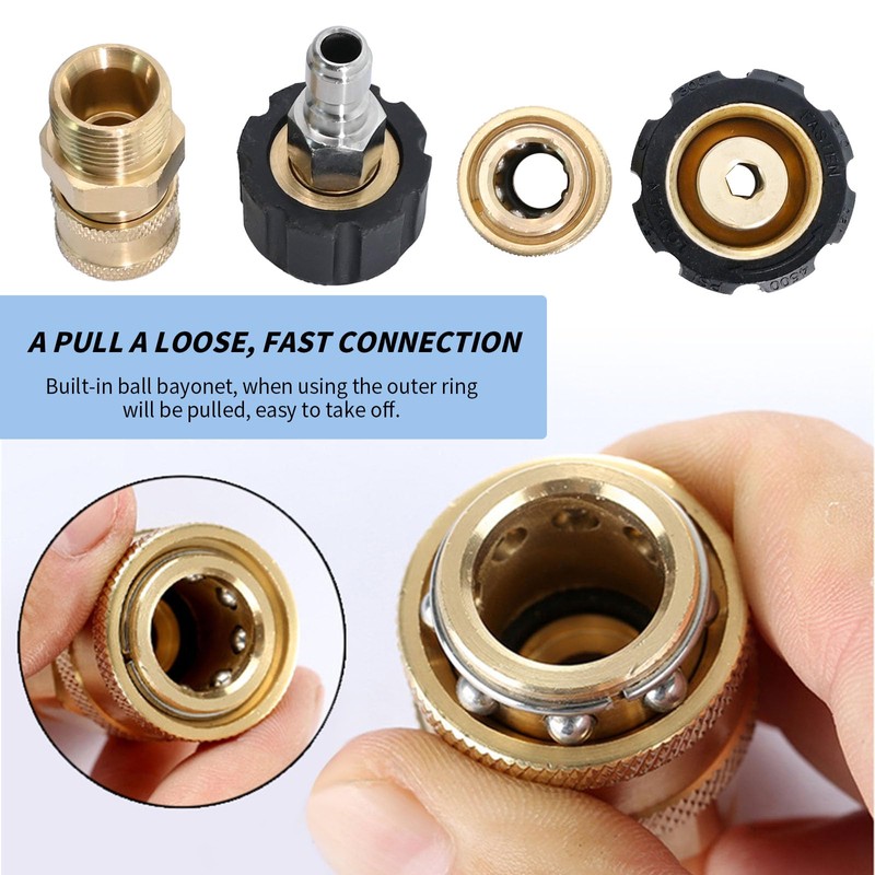 2Pair Pressure Washer Adapter Set, M22-14mm to 1/4'' Quick Connect