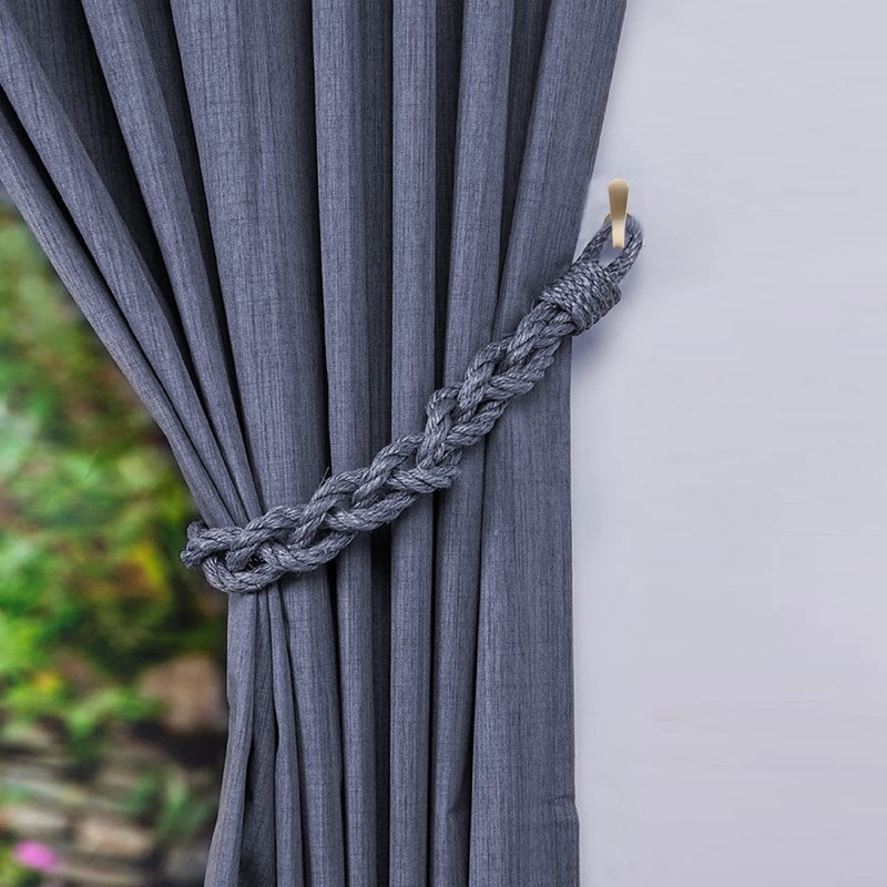 Rierdge 4 Pack Brass Gold Curtain Tieback Hooks, Curtain Holdback