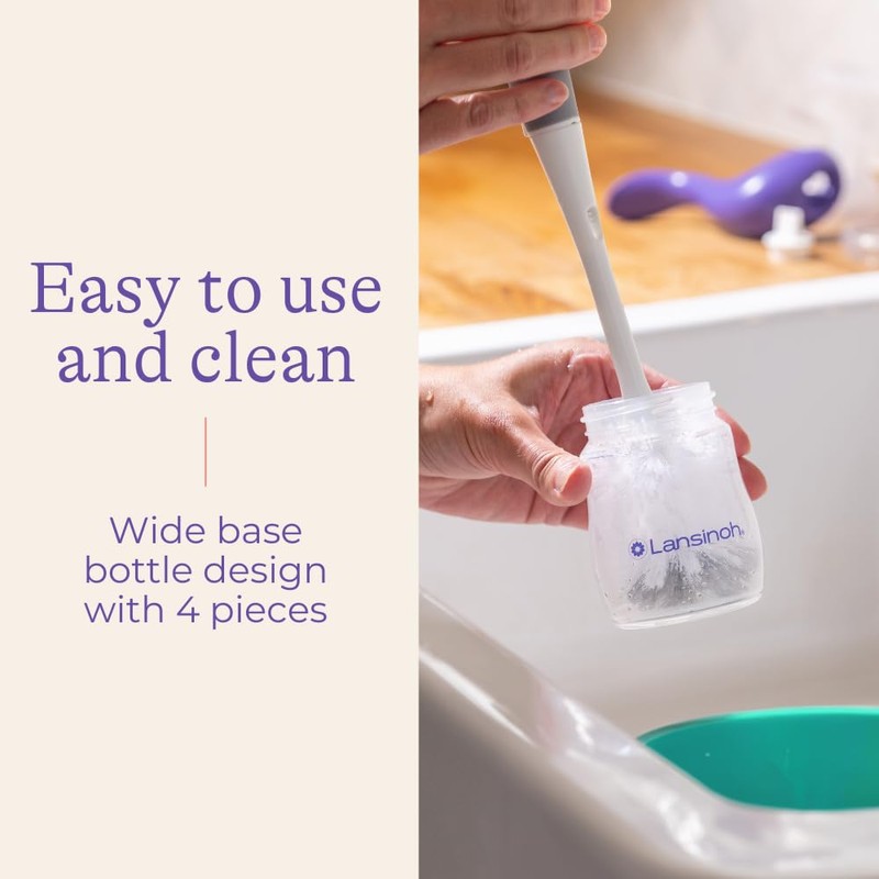 Lansinoh Anti-Colic Baby Bottles for Breastfeeding Babies, 8 Ounces, 3