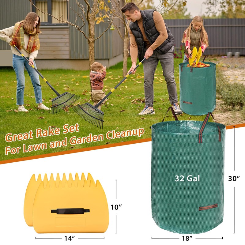 Rake for Leaves: Large 18" Wide Metal Leaf Rake, 65”