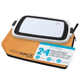 BIRDROCK HOME Collapsible Large BBQ Prep Tub & BBQ Resting Bag - Multi-Function Grill Caddy w/Colander & Lid, Portable Silicone Dish Bowl for Picnic, Tailgate, Camping