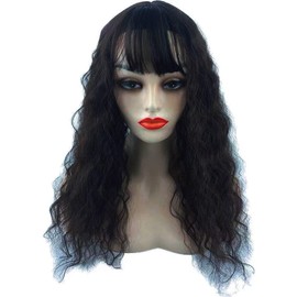 Yfsmyxgs Middle Parting Synthetic Nature Curly Mixture Hair Topper 45cm Lace Base Clip in Wiglet Full Head Wear Wig（lightweight Black）.