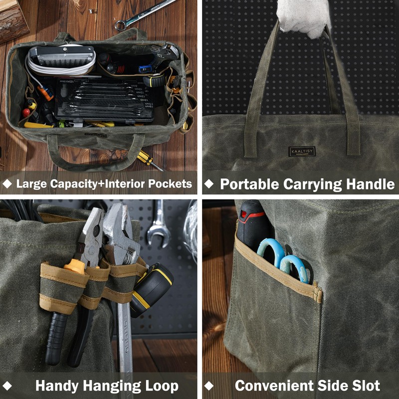 Canvas Tool Tote Bag | 16OZ Waxed Canvas Tool Carrying