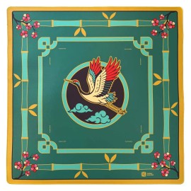 Large 800mm Mahjong Game Mat, Waterproof & Noise Reduction Pad with Crane and Floral Print for Family Game NightsColor: 17-Red green